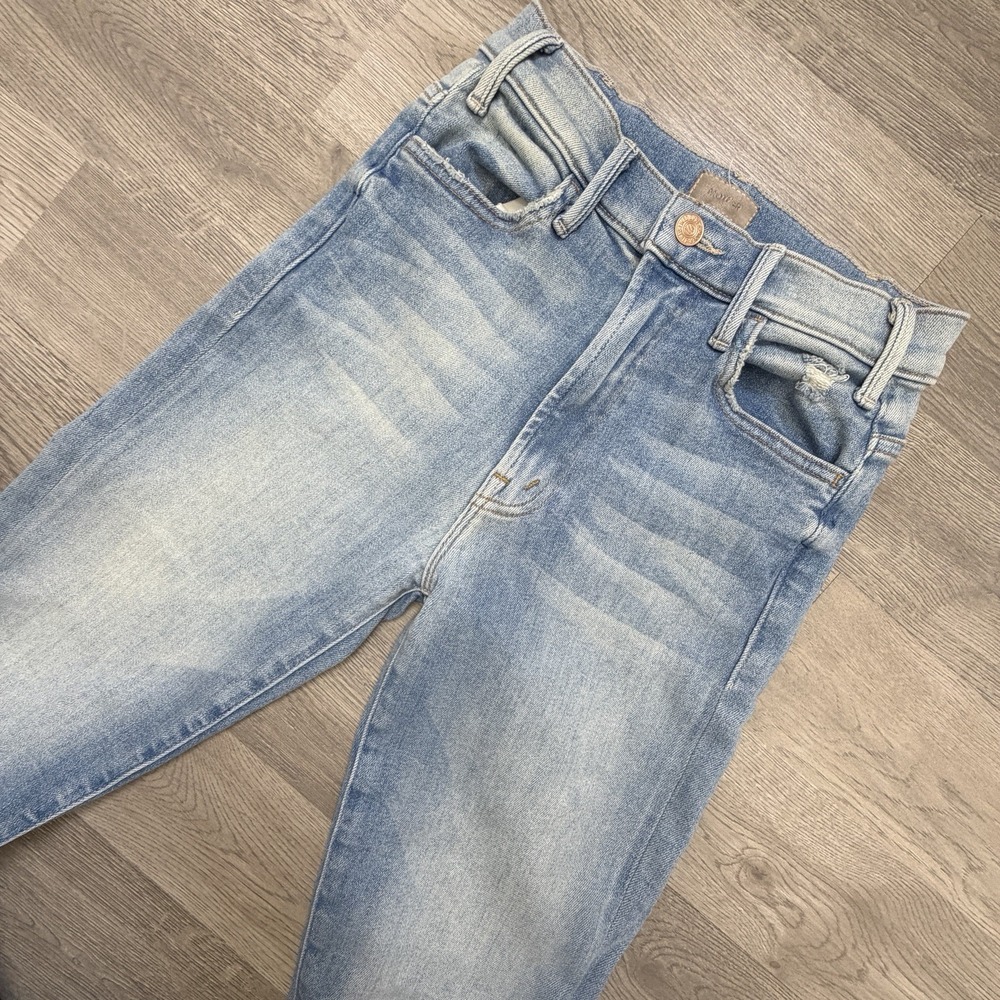 MOTHER The Hustler Ankle Chew Jeans Womens 24 Petal Plucker Distressed High Rise